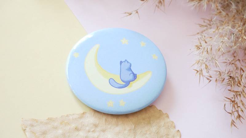 Cute Cat Button | Kawaii Button Badge von SaiTheTinyMagpie