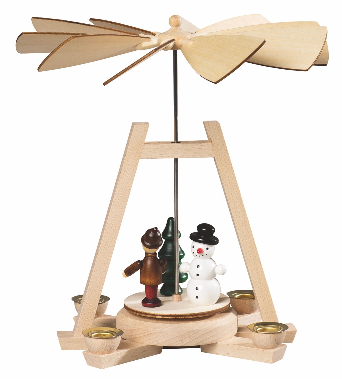 SAICO Original Weihnachtspyramide "Tischpyramide, Kind mit Schneemann" für 4 Pyramidenkerzen, HxØ: 23x21cm von Saico Original