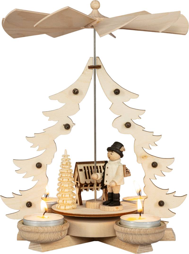 SAICO Original Weihnachtspyramide "Tischpyramide, Waldarbeiter" für 4 Teelichte, HxØ: 25x17 cm von Saico Original