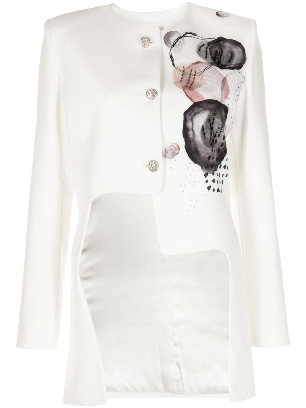 Saiid Kobeisy Asymmetrische Jacke mit Print - Weiß von Saiid Kobeisy