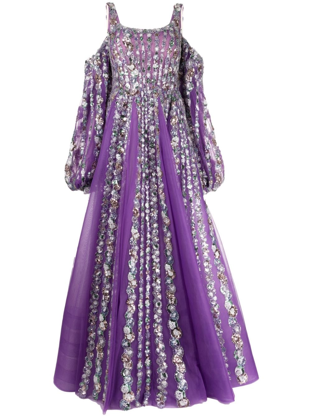 Saiid Kobeisy Schulterfreies Tüllkleid mit Pailletten - Violett von Saiid Kobeisy