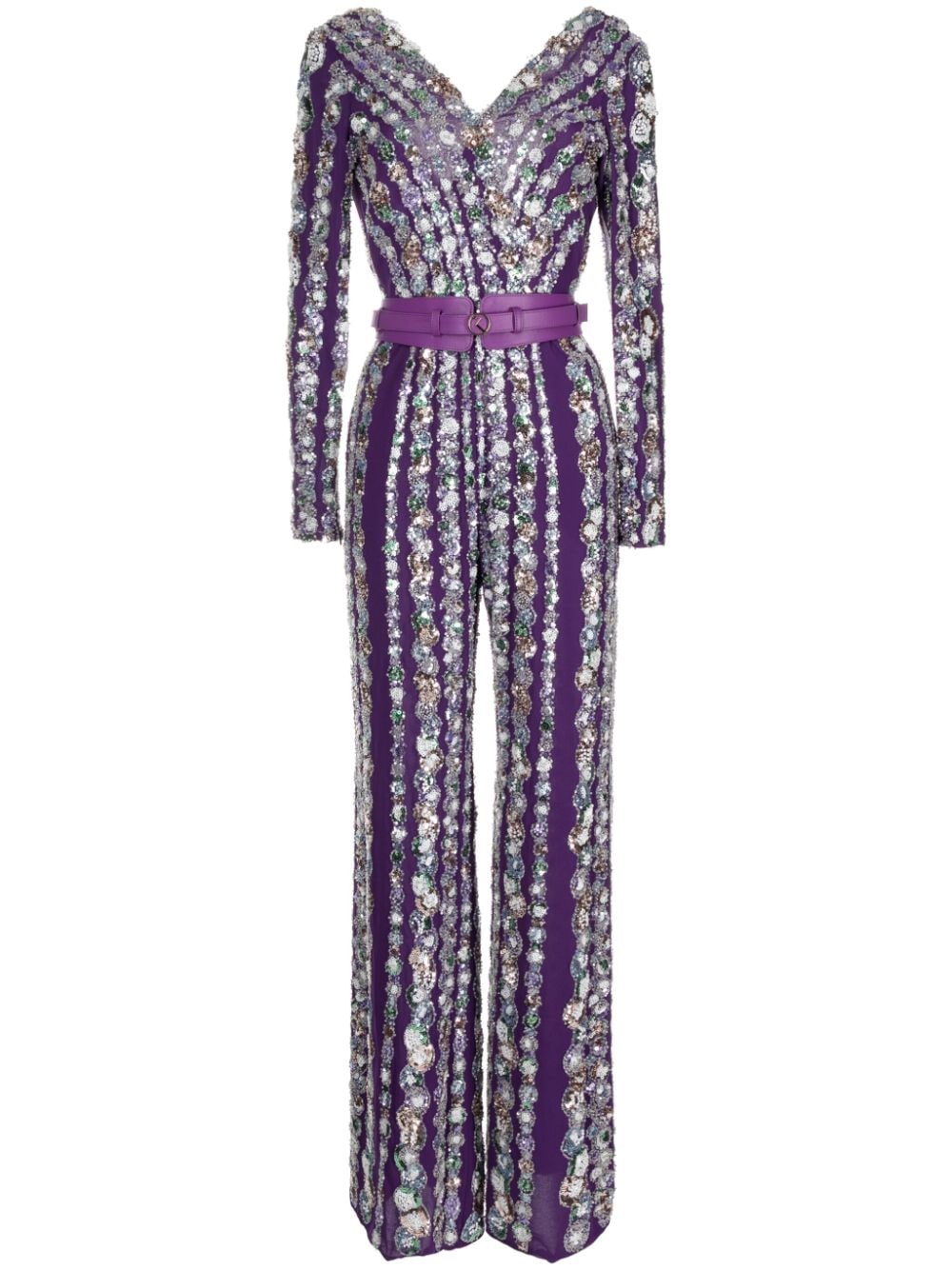 Saiid Kobeisy Weiter Jumpsuit mit Pailletten - Violett von Saiid Kobeisy