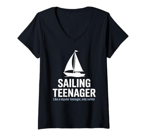 Damen Segeln Teenager Segelboot Strand Abenteuer Sommer Segeln T-Shirt mit V-Ausschnitt Damen Segeln Teenager Segelboot Strand Abenteuer Sommer Segeln T-Shirt mit V-Ausschnitt von Sailing Advanced Sailing Skill