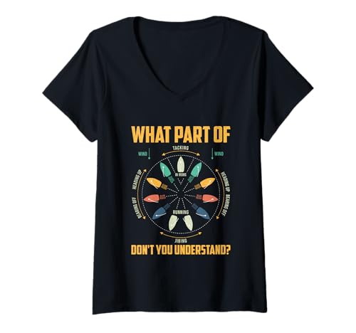 Damen Welchen Teil von Wind verstehen Sie T-Shirt mit V-Ausschnitt von Sailing Navigation Humor Wind Compass