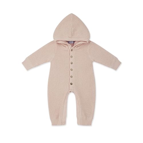 Sailing Baby Overall Strampler für Mädchen Strickstrampler mit Kapuze und Baumwollfutter (rosa, 3-6 Monate) von Sailing