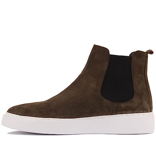 Saillakers Moderne Wildleder Herrenschuhe, Italienische Herren Arbeitsschuhe, Mode und klassische Freizeitschuhe, Chelsea, Bequeme Sohle, Grau | Khaki - EU-42 von Saillakers