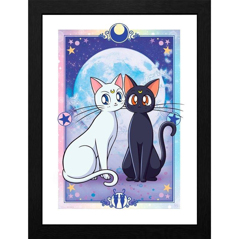 Sailor Moon Luna & Artemis Gerahmtes Bild farbig von Sailor Moon