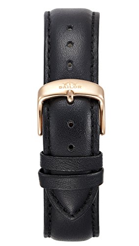 Sailor Damen Herren Leder Armband Basic Black schwarz BSL101-2020-20, Breite Armband:18mm (schmal), Farbe Edelstahl:Rosègold von Sailor