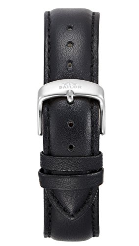 Sailor Damen Herren Leder Armband Basic Black schwarz BSL101-2020-20, Breite Armband:20mm (normal), Farbe Edelstahl:Silber von Sailor