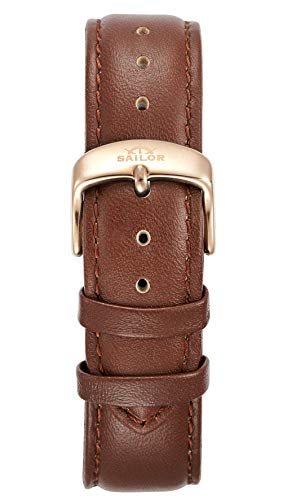Sailor Damen Herren Leder Armband Basic Brown braun BSL101-2021-20, Breite Armband:20mm (normal), Farbe Edelstahl:Rosègold von Sailor