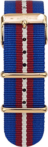 Sailor Damen Herren Nylon Armband Costa blau-rot-weiß BSL101-2006-20, Breite Armband:20mm (normal), Farbe Edelstahl:Rosègold von Sailor