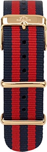 Sailor Damen Herren Nylon Armband Haiti blau-rot BSL101-2008-20, Breite Armband:20mm (normal), Farbe Edelstahl:Rosègold von Sailor