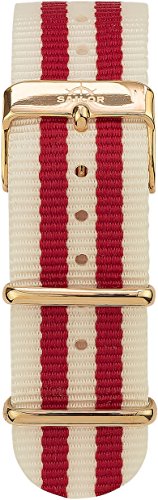 Sailor Damen Herren Nylon Armband Negril rot-weiß BSL101-2002-20, Breite Armband:20mm (normal), Farbe Edelstahl:Rosègold von Sailor