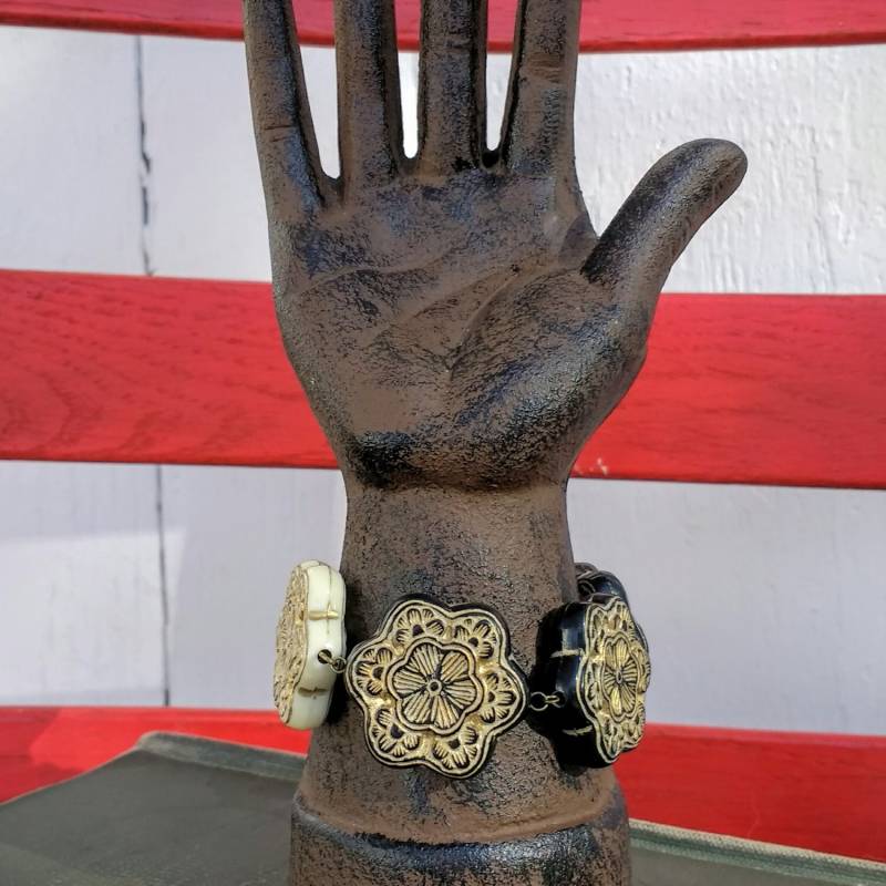 Schwarz Und Gold Chunky Armband von SailorPieStudio