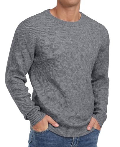 Sailwind Herren Pullover Langarm Sweatshirt Basic Knitted Sweatshirt Freizeit Ribbed Slim Fit Feinstrick Winterpullover Strickpullover (Dunkelgrau, M) von Sailwind