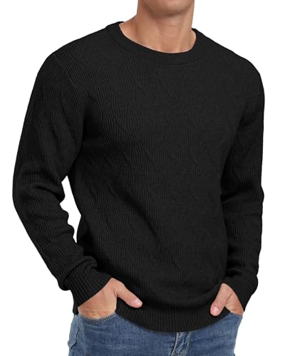 Sailwind Herren Pullover Mit Rundhalsausschnitt Strickpullover Feinstrick Winterpullover Sweater Männer (Schwarz, L) von Sailwind