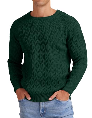 Sailwind Herren Pullover Rundhals Tops Gestrickt Pullover Warm Langarm Solid Farbe Basic Warm Pullover Für Männer (Dunkelgrün, M) von Sailwind