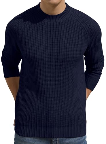 Sailwind Herren Pullover Rundhalsausschnitt Strickpullover Mit Langen Ärmeln Slim Fit Warmer Leichter Pullover Für Winter Und Herbst (Marineblau, 2XL) von Sailwind