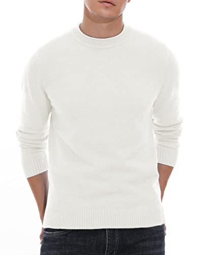 Sailwind Herren Pullover Rundhalsausschnitt Strickpullover Mit Langen Ärmeln Slim Fit Warmer Leichter Pullover Für Winter Und Herbst (Weiß, 2XL) von Sailwind