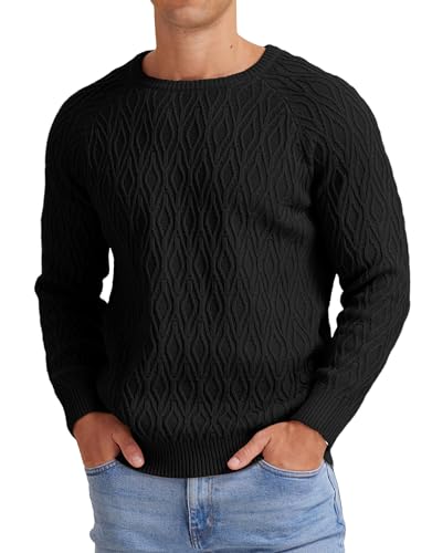 Sailwind Herren Pullover Schwarz Rundhals Pulli Männer Strickpullover Warm Pullover Einfarbige Basic-Oberteile Herbst Winter Warm Strickwaren (Schwarz, XXL) von Sailwind