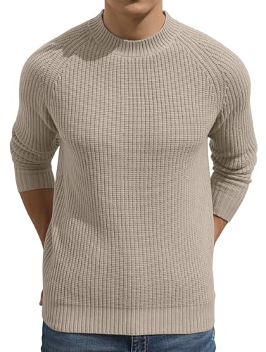 Sailwind Herren Pullover Tops Strick Rundhalsausschnitt Pullover Weich Warm Strickwaren Basic Pullover Mit Langen Ärmeln (Khaki, L) von Sailwind