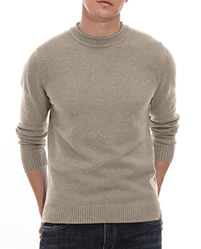 Sailwind Herren Pullover Tops Strick Rundhalsausschnitt Pullover Weich Warm Strickwaren Basic Pullover Mit Langen Ärmeln (Khaki, M) von Sailwind