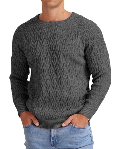 Sailwind Herren Pullover Winter Warm Strickwaren Gestrickt Rundhals Pullover Langarm Weich Gemütlich Strickwaren Pullover Für Männer (Dunkelgrau, M) von Sailwind