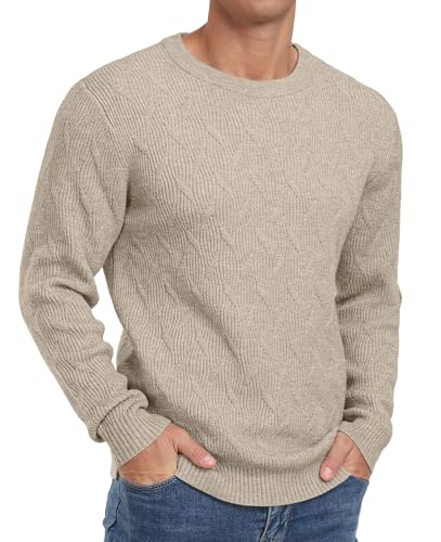 Sailwind Herren Strickpullover Langarm Pullover Basic Sweatshirt Freizeit Ribbed Slim Fit Feinstrick Winterpullover Strickwaren (Khaki, 2XL) von Sailwind