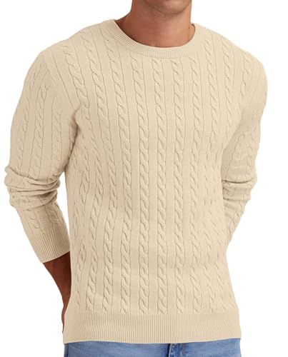 Sailwind Herren Strickpullover Mit Rundhalsausschnitt Pullover Herren Zopfstrick Langarm Winterpullover Pulli Sweater Männer (Beige, L) von Sailwind
