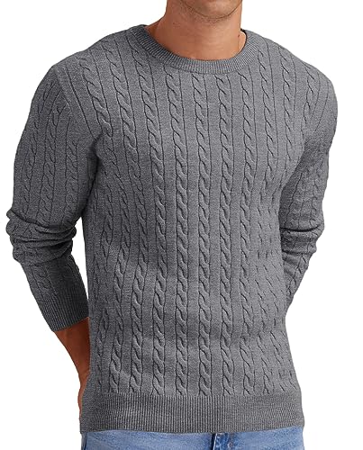 Sailwind Herren Strickpullover Mit Rundhalsausschnitt Pullover Herren Zopfstrick Langarm Winterpullover Pulli Sweater Männer (Dunkelgrau, M) von Sailwind
