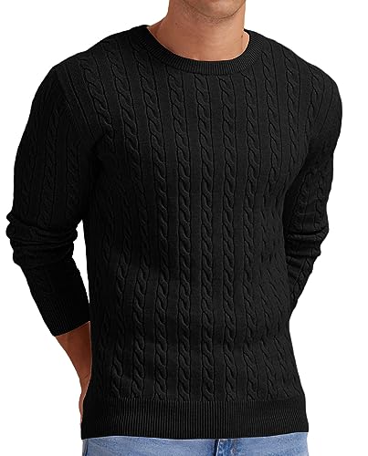 Sailwind Herren Strickpullover Mit Rundhalsausschnitt Pullover Herren Zopfstrick Langarm Winterpullover Pulli Sweater Männer (Schwarz, 2XL) von Sailwind