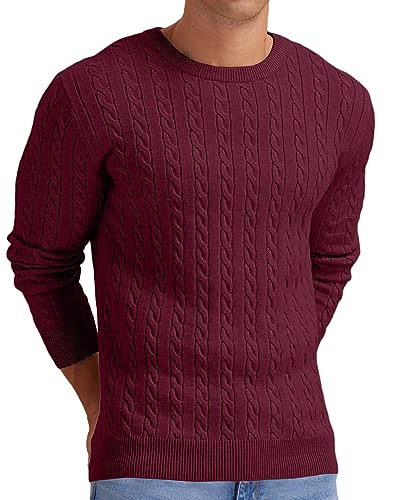 Sailwind Herren Strickpullover Mit Rundhalsausschnitt Pullover Herren Zopfstrick Langarm Winterpullover Pulli Sweater Männer (Weinrot, S) von Sailwind
