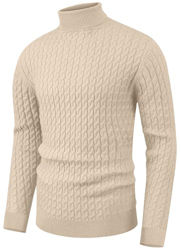 Sailwind Herren Strickpullover Rollkragenpullover Gedrehter Lässig Weich Pullover Für Männer (Beige, S) von Sailwind