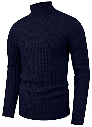 Sailwind Herren Strickpullover Rollkragenpullover Gedrehter Lässig Weich Pullover Für Männer (Marineblau, XL) von Sailwind
