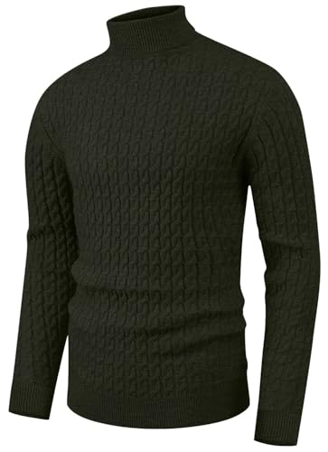 Sailwind Herren Strickpullover Rollkragenpullover Gedrehter Lässig Weich Pullover Für Männer (VG Armeegrün, M) von Sailwind