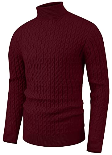 Sailwind Herren Strickpullover Rollkragenpullover Gedrehter Lässig Weich Pullover Für Männer (Weinrot, S) von Sailwind