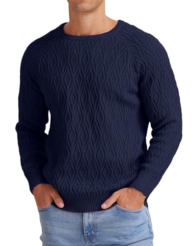 Sailwind Herren Strickpullover Rundhals Pullover Männer Langarm Strickhemd Bequem Feinstrick Warmer Winter Pulli Für Männer (Marineblau, M) von Sailwind