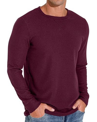 Sailwind Männer T-Shirt Langärmelig Pullover Mit Lässig T-Shirt Gemütlich Urlaub Herbst Atmungsaktiv Hautfreundlich Langarm-Strickpullover Für Männer (Weinrot, M) von Sailwind