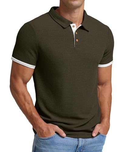 Sailwind Poloshirts Herren Kurzarm Waffelstoff T-Shirts Casual Sport Shirt Basic Regular Fit Golf Polohemd (Armeegrün,XXL) von Sailwind