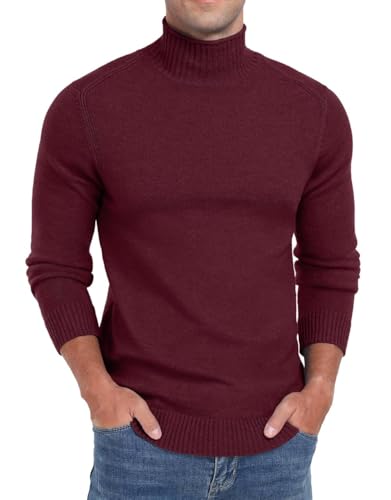 Sailwind Pullover Für Herren Rollkragen Pullover Strickpullover Freizeit Slim Fit Winterpullover Langarmshirt Feinstrick Sweater (Weinrot, S) von Sailwind