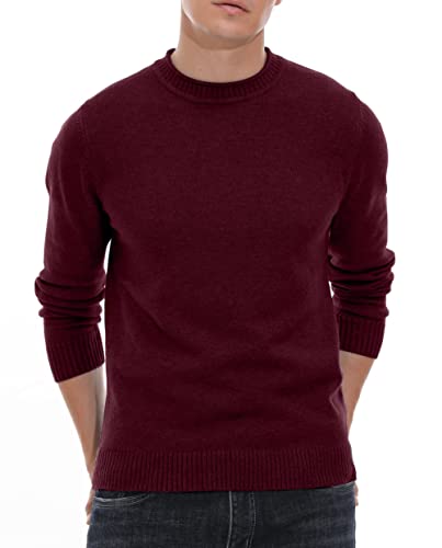 Sailwind Pullover Für Männer Rundhalsausschnitt Vintage Slim Woll Strickwaren Für Männer Klassischer Warmer Herren Pullover (Weinrot, XL) von Sailwind