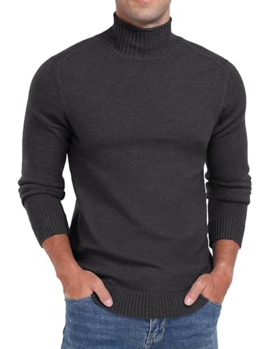 Sailwind Pullover Herren Langarm Slim Fit Basic Pullover Mit Kragen Rollkragen Freizeit Strickpullover Herren Winterpullover (Dunkelgrau, S) von Sailwind