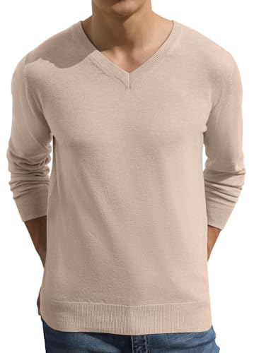 Sailwind Pullover Herren Strickpullover Lässig V Ausschnitt Weiche Männer Sweater Winter Pulli Langarmshirt (Beige, M) von Sailwind