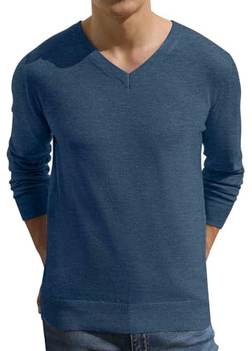 Sailwind Pullover Herren Strickpullover Lässig V Ausschnitt Weiche Männer Sweater Winter Pulli Langarmshirt (Blau Vielfältig, XL) von Sailwind
