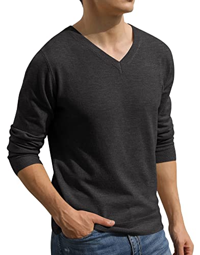 Sailwind Pullover Herren Strickpullover Lässig V Ausschnitt Weiche Männer Sweater Winter Pulli Langarmshirt (Dunkelgrau, L) von Sailwind