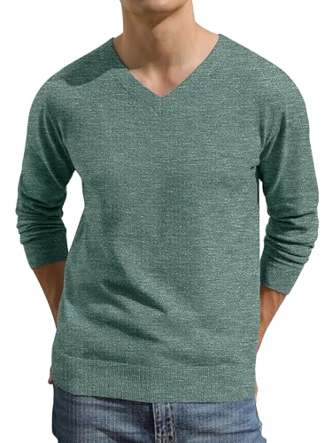 Sailwind Pullover Herren Strickpullover Lässig V Ausschnitt Weiche Männer Sweater Winter Pulli Langarmshirt (Grün Vielfältig, M) von Sailwind