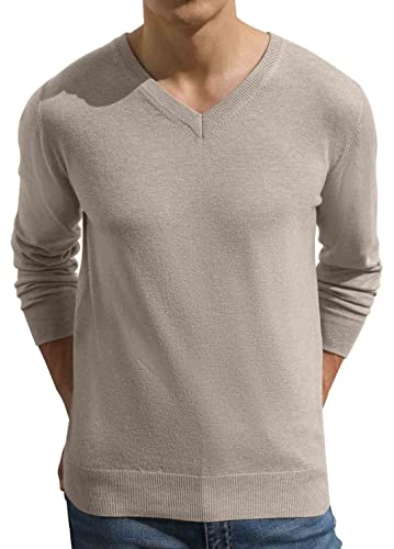 Sailwind Pullover Herren Strickpullover Lässig V Ausschnitt Weiche Männer Sweater Winter Pulli Langarmshirt (Khaki, M) von Sailwind