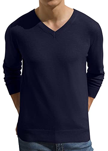 Sailwind Pullover Herren Strickpullover Lässig V Ausschnitt Weiche Männer Sweater Winter Pulli Langarmshirt (Marineblau, XXL) von Sailwind