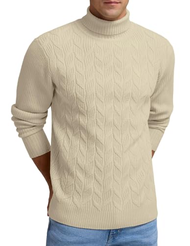 Sailwind Rollkragenpullover Herren Pullover Lässig Langarmshirt Strickpullover Business Pullover Herren Komfortabel Langärmelig Zopfmuster Pullover (Beige, M) von Sailwind