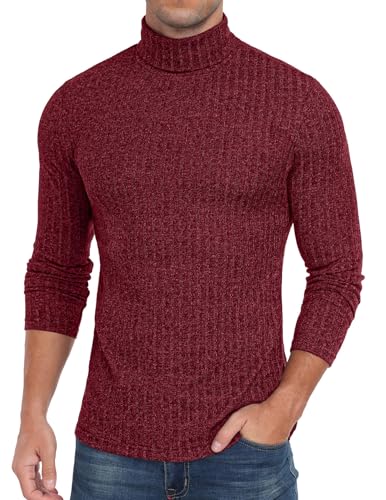 Sailwind Rollkragenshirt Herren Lässig Langarmshirt Oberteile Urlaub T-Shirts Thermo Shirt Herren Langarm Slim Fit Oberteile Winter Strickpullover (Rot, S) von Sailwind